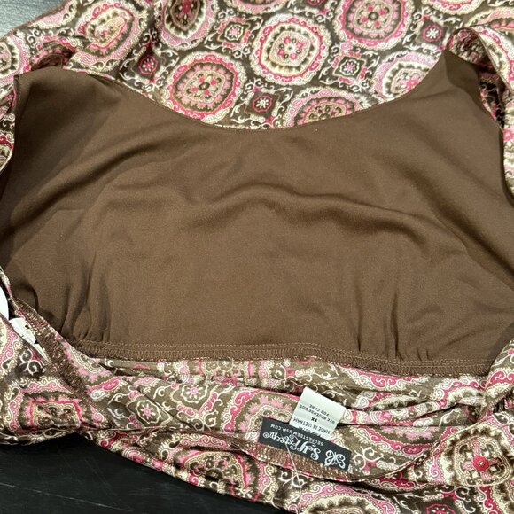 NWT VTG Y2K Self Esteem Babydoll Brown Pink Top Fairy Medallion Womens Size 1X - Picture 8 of 10